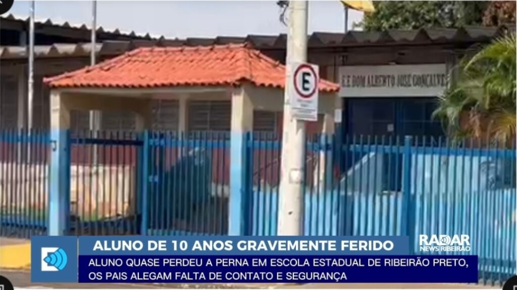 ESTUDANTE DE 10 ANOS FICA COM PERNA LACERADA APÓS ACIDENTE EM ESCOLA ESTADUAL